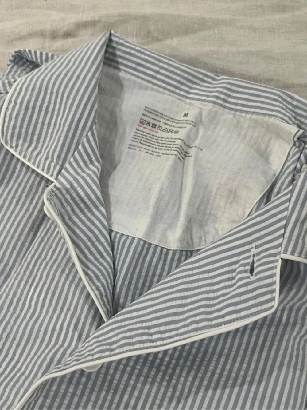 MUJI Light Blue Side Seamless Seersucker Pajamas 100% cotton, men’s sleepwear